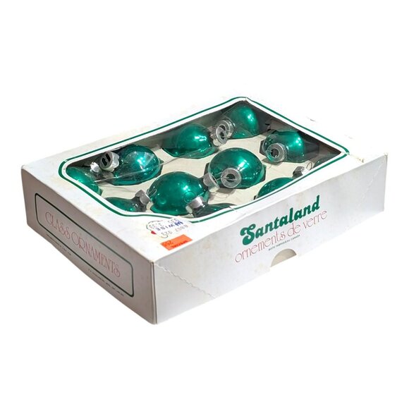 Vintage Santa Land Shiny Brite Glass Round Ornaments 12pk 1.5" Green - Picture 4 of 5